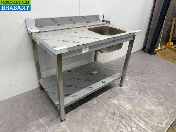 Table d'alimentation en acier inoxydable pour lave-vaisselle à passage 120 cm Horeca – Image 3