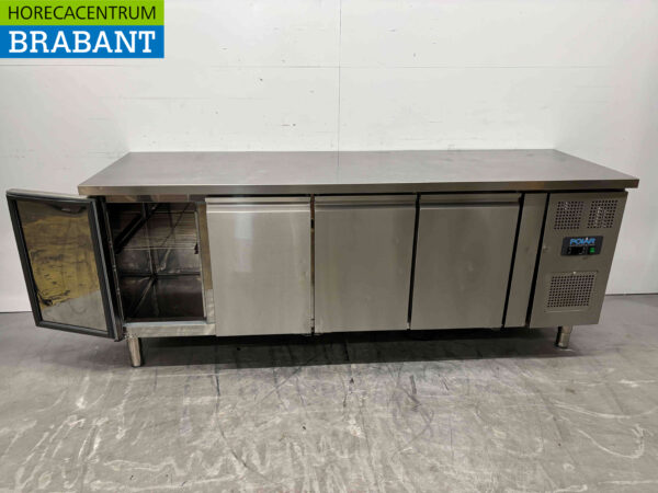 Acier inoxydable Polar G598 Établi réfrigéré 4 portes 223 cm 230V Horeca – Image 2