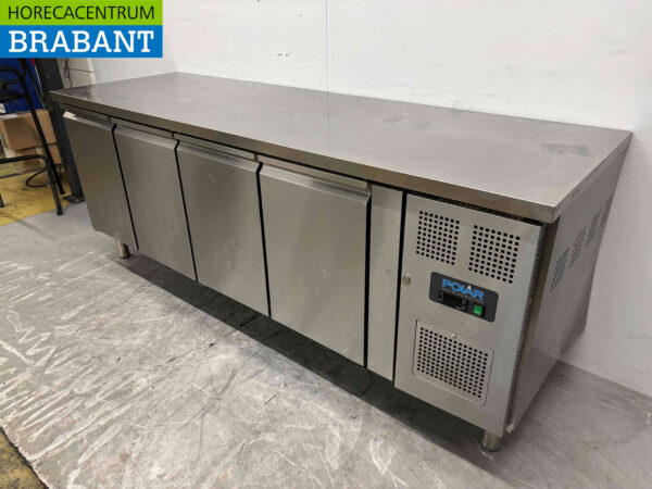 Acier inoxydable Polar G598 Établi réfrigéré 4 portes 223 cm 230V Horeca – Image 3
