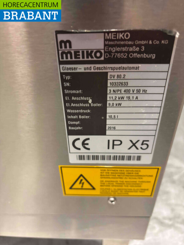 Lave-vaisselle à passage Meiko DV80.2 en acier inoxydable 400V Horeca – Image 6