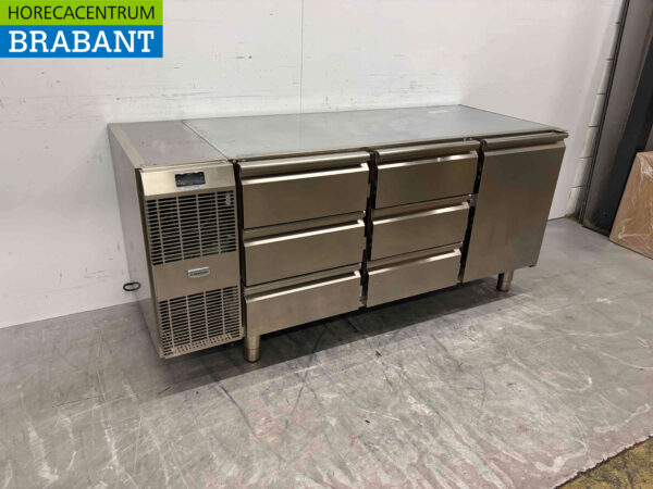 Établi réfrigéré Zanussi en acier inoxydable 1 porte et 6 tiroirs 172 cm 230V Horeca – Image 2
