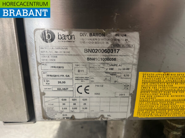 Baron Double Fryer en acier inoxydable friteuse 2 x 15 litres 26 kW Propane Restauration – Image 6
