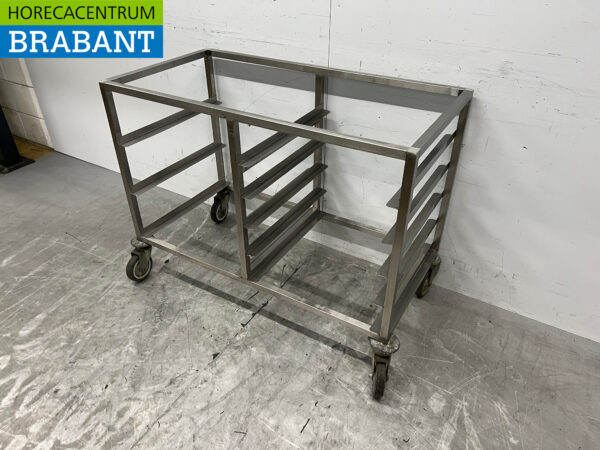 Chariot à étagères en acier inoxydable pour 8 caisses de lavage 50 x 50 cm Restauration – Image 2