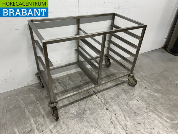 Chariot à étagères en acier inoxydable pour 8 caisses de lavage 50 x 50 cm Restauration – Image 3