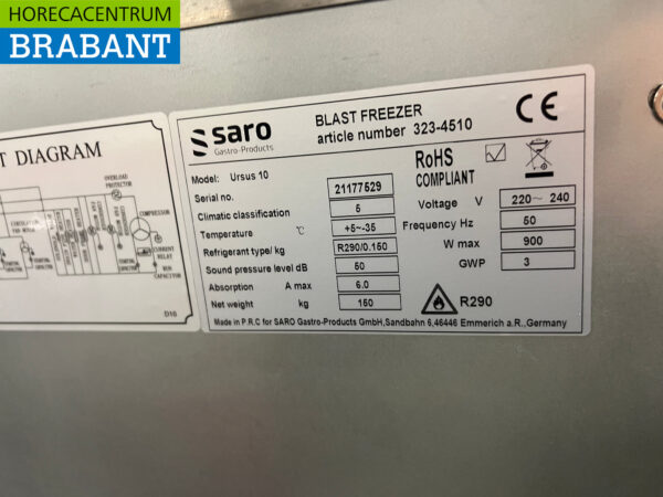 Saro en acier inoxydable Glacière à chocs Blastchiller Blastfreezer 10 x 1/1 GN ou 60 x 40 cm 230V Horeca – Image 6