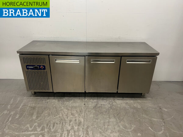 Comptoir réfrigéré Diamond en acier inoxydable 3 portes 202 cm 230V Horeca