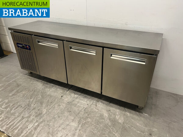 Comptoir réfrigéré Diamond en acier inoxydable 3 portes 202 cm 230V Horeca – Image 3