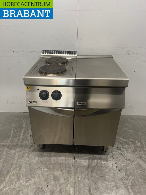 Réchaud électrique Zanussi 2 feux en acier inoxydable avec plan de travail 80 cm 400V Horeca