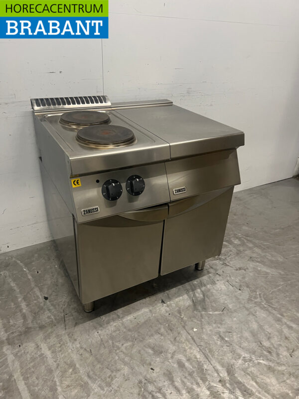 Réchaud électrique Zanussi 2 feux en acier inoxydable avec plan de travail 80 cm 400V Horeca – Image 3