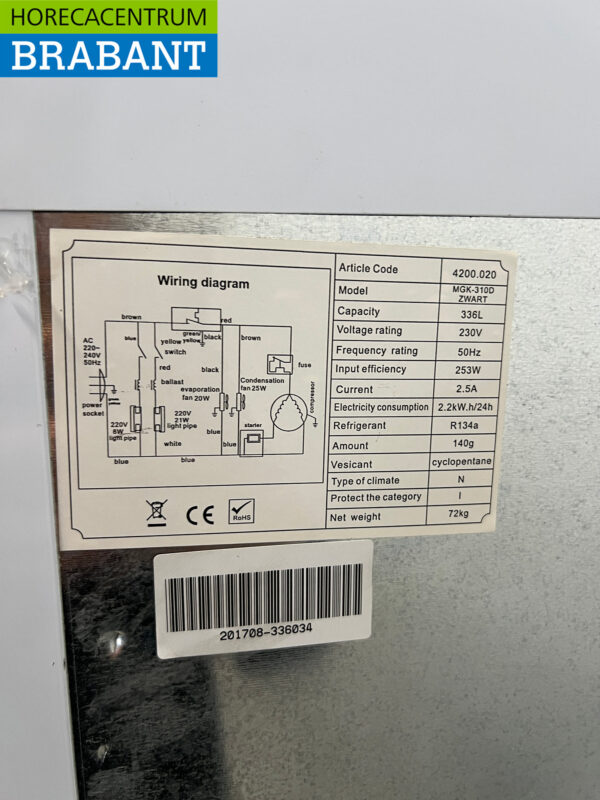 Hakvoort Réfrigérateur à porte vitrée 336 litres 230V Horeca – Image 5