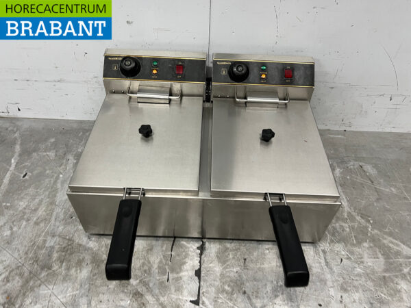 Friteuse double Combisteel en acier inoxydable 2 x 10 litres 2 x 230V Horeca