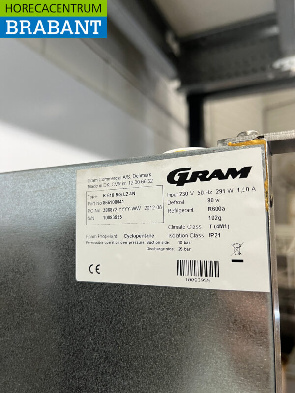 Réfrigérateur Gram en acier inoxydable 583 litres 230V Horeca – Image 5