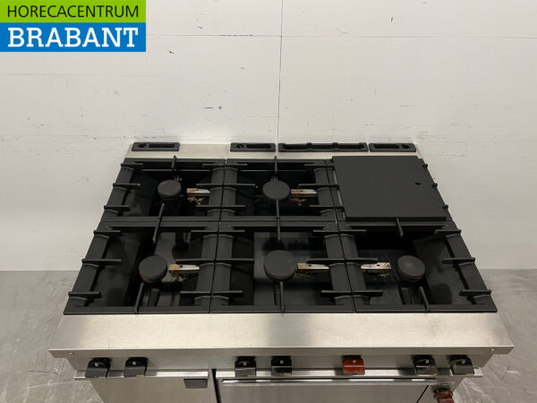 Cuisinière Zanussi en acier inoxydable à 6 feux avec four et armoire chauffante GAS Horeca – Image 4