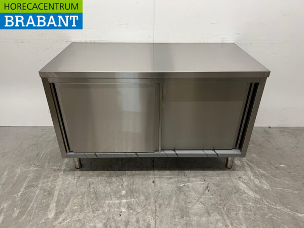 HCB armoire de travail en acier inoxydable 2 portes coulissantes Premium-line 140 cm Restauration