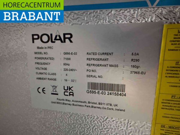 Acier inoxydable Polar G595 Double porte 2 portes Congélateur Congélateur 1200 litres 230V Horeca – Image 5