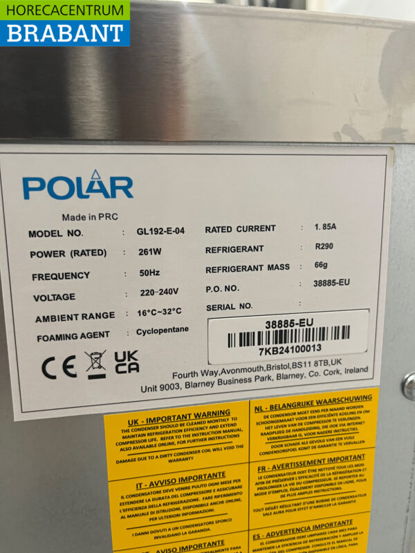 Machine à glaçons Polar GL192 en acier inoxydable avec trémie de 10 kg Production de 50 kg par jour 230V Horeca – Image 7