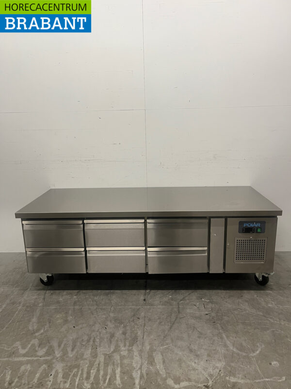 Acier inoxydable Polar DA465 Établi réfrigéré 6 tiroirs 179,5 cm 230V Horeca