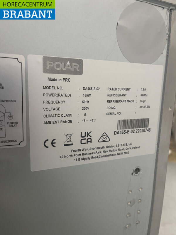 Acier inoxydable Polar DA465 Établi réfrigéré 6 tiroirs 179,5 cm 230V Horeca – Image 6