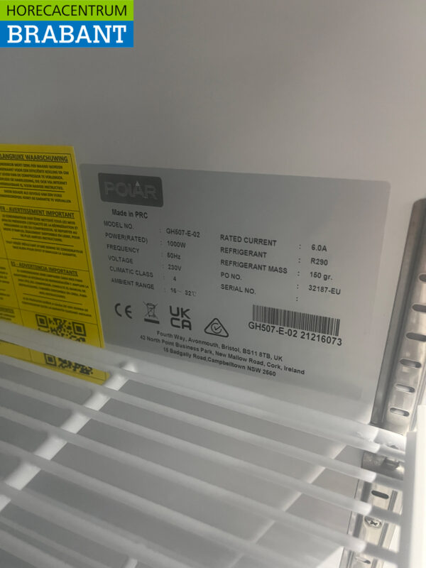 Polar GH507 Congélateur à double porte en verre Congélateur 920 litres 230V Horeca – Image 6