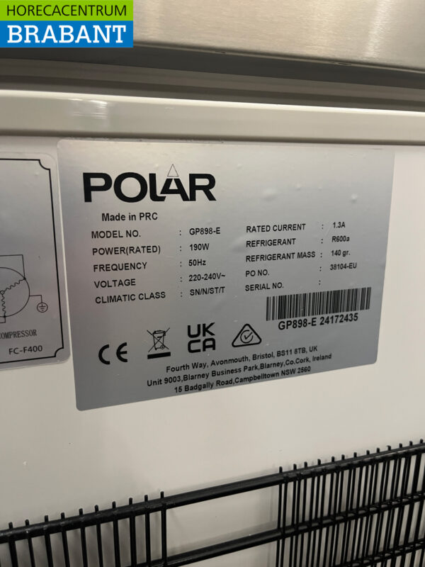 Polar GP898 Mobile Shop Freezer Couvercle en acier inoxydable 581 litres 230V Horeca – Image 6