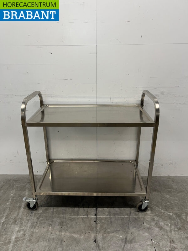 Chariot de service en acier inoxydable 2 étages 94,5 cm Horeca
