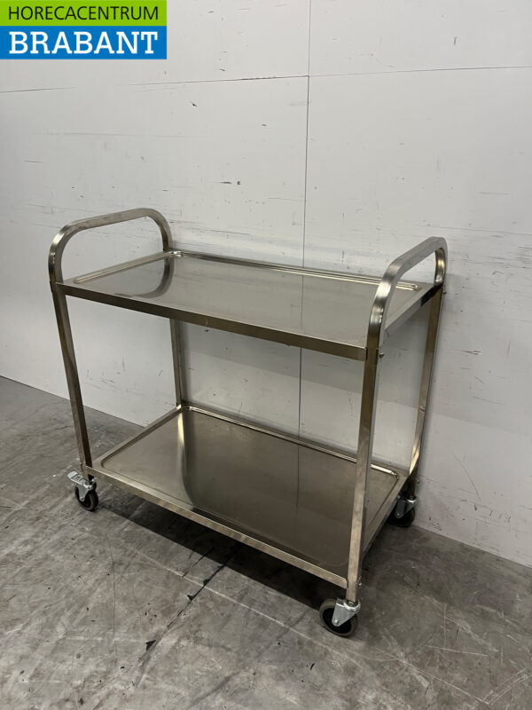 Chariot de service en acier inoxydable 2 étages 94,5 cm Horeca – Image 2