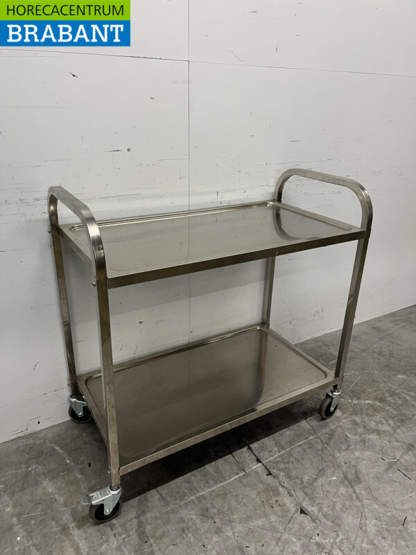 Chariot de service en acier inoxydable 2 étages 94,5 cm Horeca – Image 3