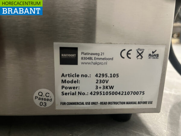 Friteuse double Hakvoort en acier inoxydable 2 x 8 litres 2 x 230V Horeca – Image 6