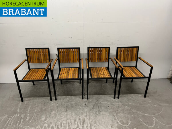 Chaises Bolero DS151 avec accoudoir en bois d'acacia anthracite (4 pièces) Restauration