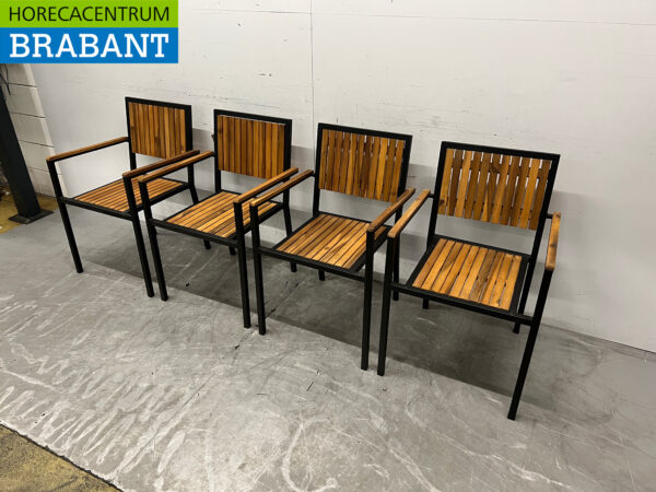 Chaises Bolero DS151 avec accoudoir en bois d'acacia anthracite (4 pièces) Restauration – Image 2