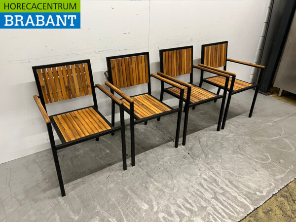 Chaises Bolero DS151 avec accoudoir en bois d'acacia anthracite (4 pièces) Restauration – Image 3