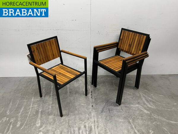 Chaises Bolero DS151 avec accoudoir en bois d'acacia anthracite (4 pièces) Restauration – Image 5