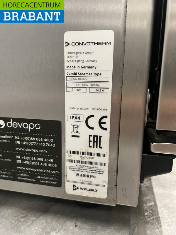 Four mixte Convotherm en acier inoxydable 6 x 1/1 GN 400V Horeca – Image 7