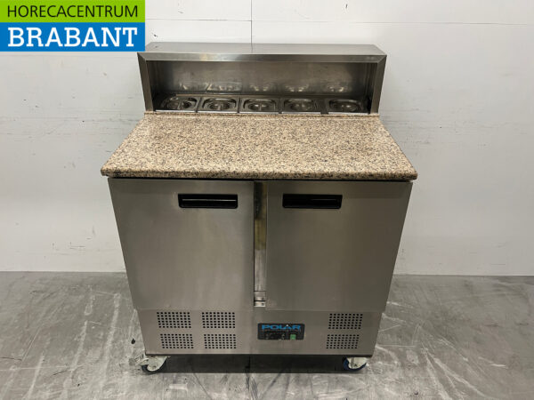 Saladette réfrigérée mobile Polar en acier inoxydable 2 portes 90,5 cm 230V Horeca
