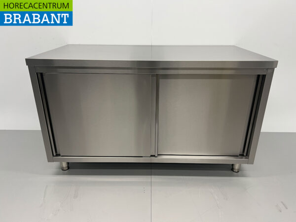 HCB armoire de travail en acier inoxydable 2 portes coulissantes Premium-line 140 cm Restauration
