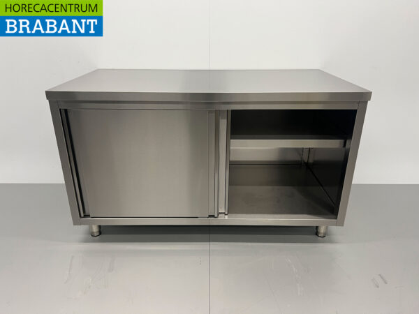 HCB armoire de travail en acier inoxydable 2 portes coulissantes Premium-line 140 cm Restauration – Image 4