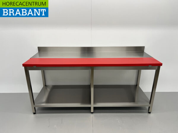 Acier inoxydable Polyéthylène PE Table à découper Table de travail 200 cm Restauration Boucherie