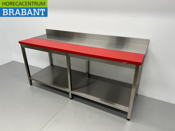 Acier inoxydable Polyéthylène PE Table à découper Table de travail 200 cm Restauration Boucherie – Image 2