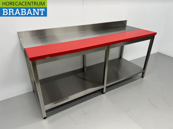 Acier inoxydable Polyéthylène PE Table à découper Table de travail 200 cm Restauration Boucherie – Image 3
