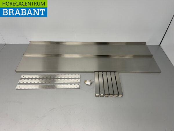 Acier inoxydable Double étagère murale 180 x 30 cm Horeca