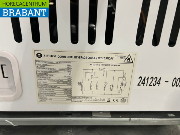 Zorro Réfrigérateur à porte vitrée 282 litres 230V Horeca – Image 5