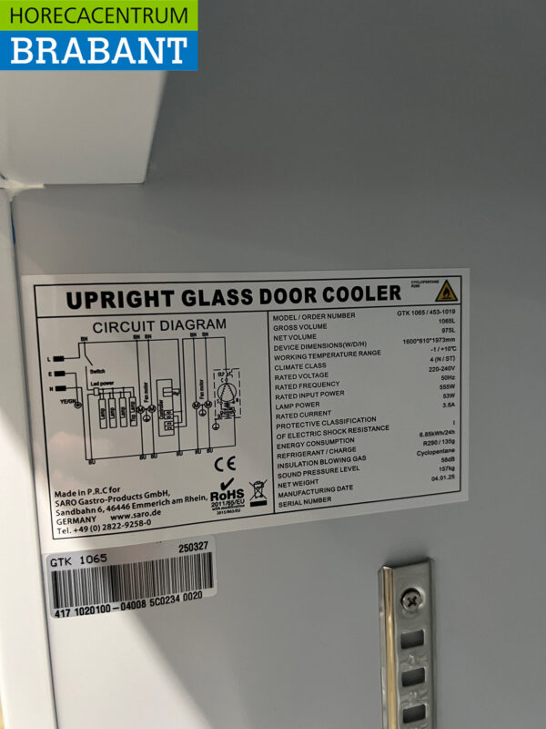 Saro Réfrigérateur 3 portes vitrées 1065 litres 230V Horeca – Image 6
