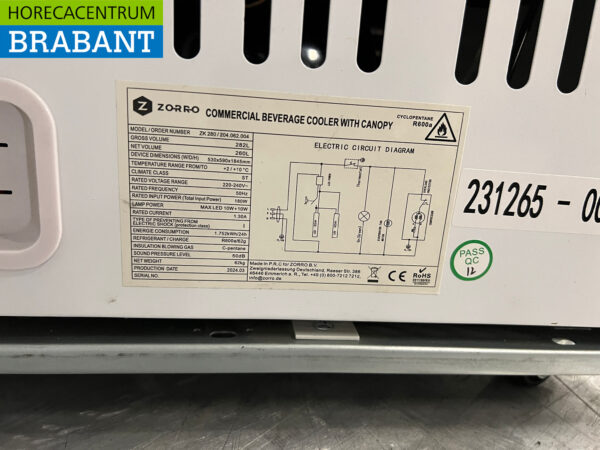 Zorro Réfrigérateur à porte vitrée 282 litres 230V Horeca – Image 5