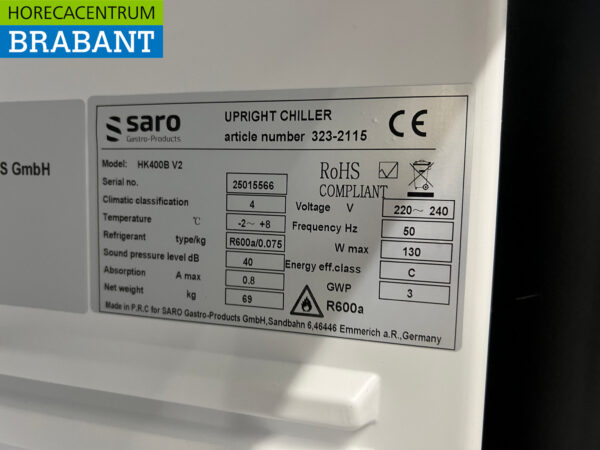 Saro Réfrigérateur 361 litres 230V Horeca – Image 5