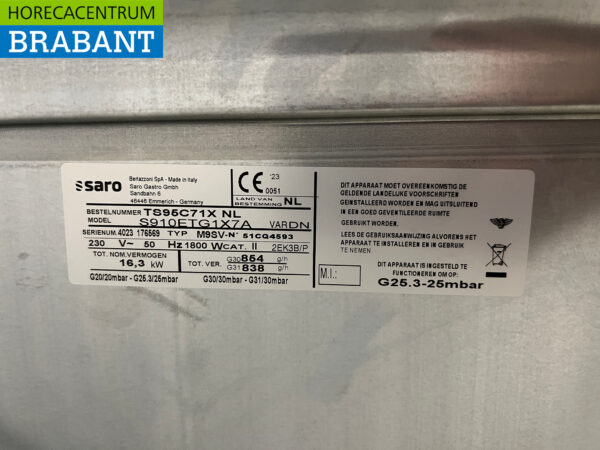Gazinière Saro en acier inoxydable 5 brûleurs avec four à gaz GAS Horeca – Image 6