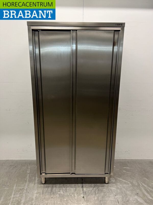 Acier inoxydable Saro Armoire alimentaire Armoire de travail 2 portes coulissantes 100 cm Restauration