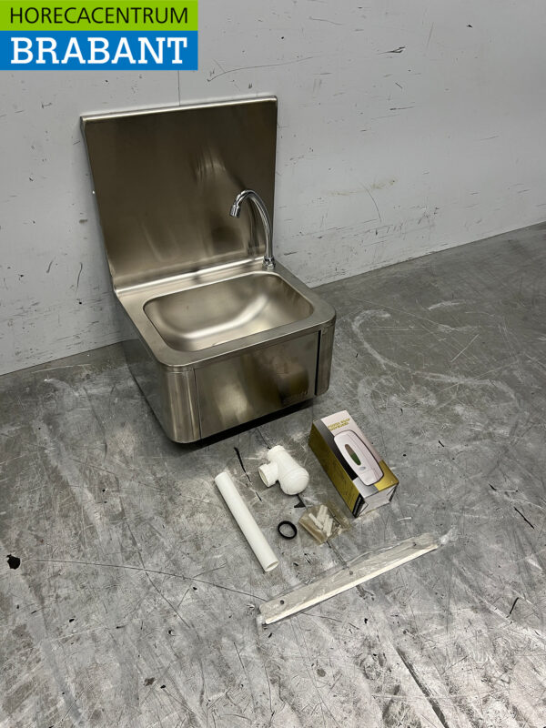 Evier Saro en acier inoxydable avec tablette à genoux et distributeur de savon Restauration – Image 3