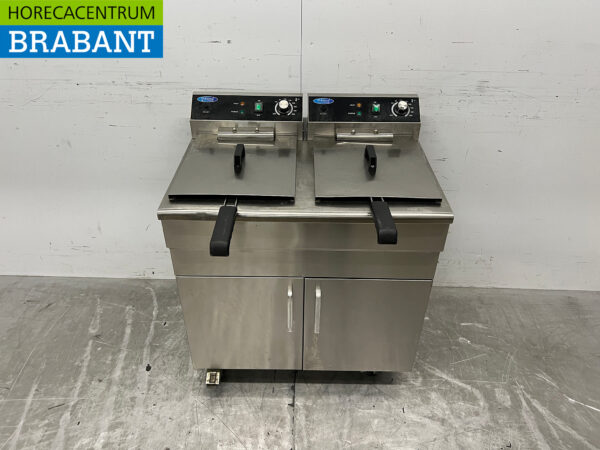 Friteuse double en acier inoxydable 2 x 16 litres 2 x 400V Restauration mobile