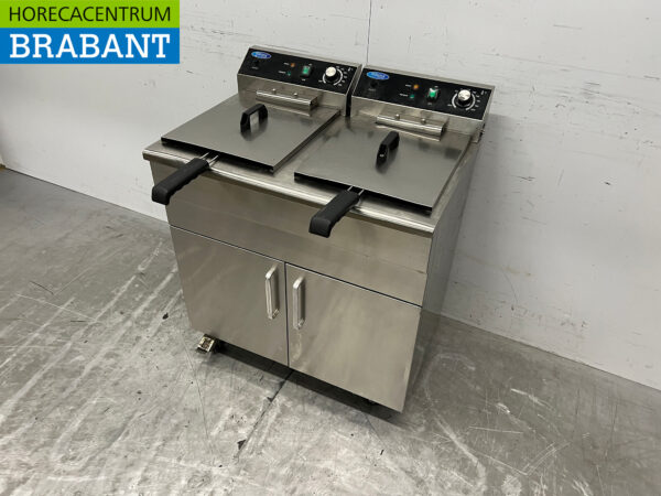 Friteuse double en acier inoxydable 2 x 16 litres 2 x 400V Restauration mobile – Image 2