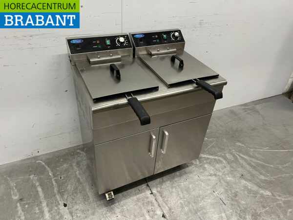 Friteuse double en acier inoxydable 2 x 16 litres 2 x 400V Restauration mobile – Image 3